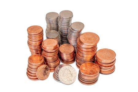 Coins on a white background